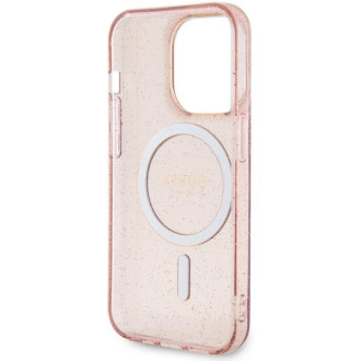 Guess GUHMP14XHCMCGP iPhone 14 Pro Max 6,7&quot; růžové/růžové pevné pouzdro Glitter Gold MagSafe