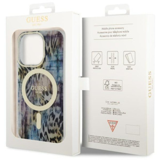 Guess GUHMP14XHLEOPWB iPhone 14 Pro Max 6,7&quot; modro/modrý pevný obal Leopard MagSafe