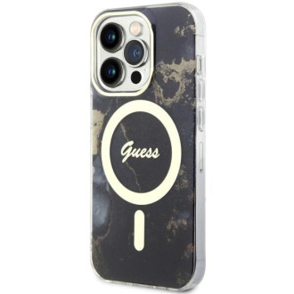 Guess GUHMP14XHTMRSK iPhone 14 Pro Max 6,7&quot; černo/černý pevný obal Golden Marble MagSafe