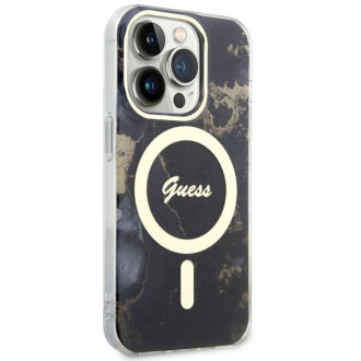 Guess GUHMP14XHTMRSK iPhone 14 Pro Max 6,7&quot; černo/černý pevný obal Golden Marble MagSafe