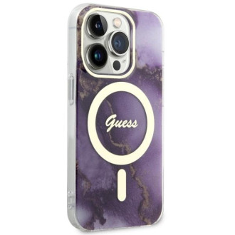 Guess GUHMP14XHTMRSU iPhone 14 Pro Max 6,7&quot; fialový/fialový pevný obal Golden Marble MagSafe