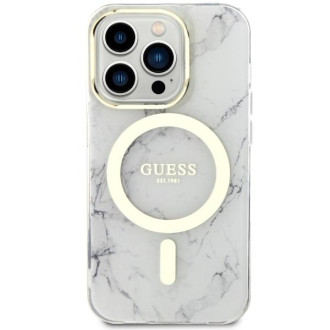 Guess GUHMP14XPCUMAH iPhone 14 Pro Max 6,7&quot; bílý/bílý pevný obal Marble MagSafe