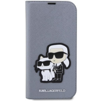 Karl Lagerfeld KLBKP14XSANKCPG iPhone 14 Pro Max 6,7&quot; knihovna stříbrná/stříbrná Saffiano Karl &amp; Choupette