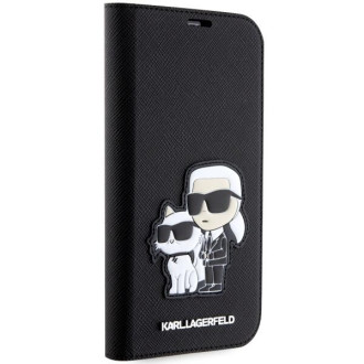 Karl Lagerfeld KLBKP14XSANKCPK iPhone 14 Pro Max 6,7&quot; knihovna černá/černá Saffiano Karl &amp; Choupette