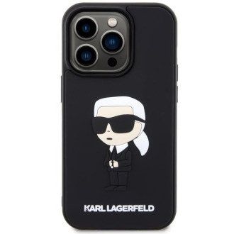 Karl Lagerfeld KLHCP14X3DRKINK iPhone 14 Pro Max 6,7&quot; černý/černý pevný obal Gumový Ikonik 3D
