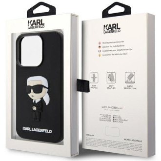 Karl Lagerfeld KLHCP14X3DRKINK iPhone 14 Pro Max 6,7&quot; černý/černý pevný obal Gumový Ikonik 3D