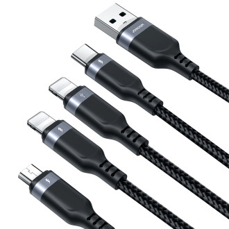 4v1 USB kabel USB-A - USB-C / 2 x Lightning / Micro pro nabíjení a přenos dat 1,2m Joyroom S-1T4018A18 - černý