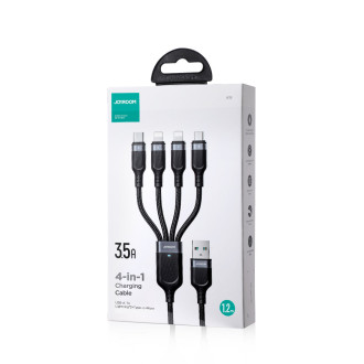 4v1 USB kabel USB-A - USB-C / 2 x Lightning / Micro pro nabíjení a přenos dat 1,2m Joyroom S-1T4018A18 - černý