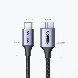 USB C – Micro USB B 3.0 5Gb/s 3A 1m kabel Ugreen US565 – šedý