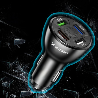 Wozinsky WCCAW 50W 4x USB-A QC nabíječka do auta - bílá
