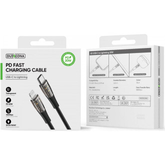 Duzzona A5 20W USB C to Lightning Transparentní