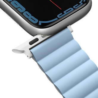 Pásek Uniq Revix Apple Watch Series 1/2/3/4/5/6/7/8/SE/SE2/Ultra 42/44/45/49 mm. Oboustranné magnetické bílo-modré/bílo-modré