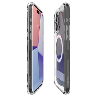 Pouzdro Spigen Ultra Hybrid S MagSafe se stojánkem pro iPhone 15 Pro - průhledné