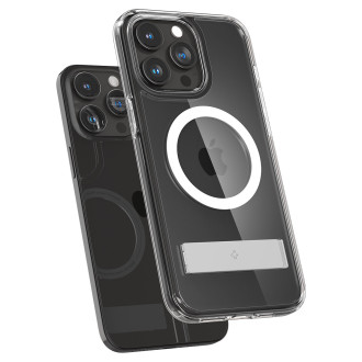 Pouzdro Spigen Ultra Hybrid S MagSafe se stojánkem pro iPhone 15 Pro Max - průhledné