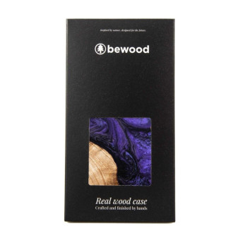 Dřevěný a resinový obal pro iPhone 15 Plus MagSafe Bewood Unique Violet - fialový a černý
