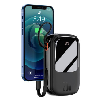 Powerbanka Baseus Qpow Digital Display s rychlým nabíjením 20000mAh 20W QC/PD/SCP/FCP s vestavěným kabelem Lightning černá