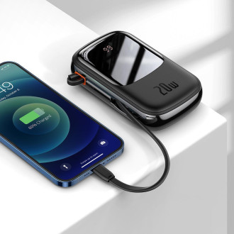 Powerbanka Baseus Qpow Digital Display s rychlým nabíjením 20000mAh 20W QC/PD/SCP/FCP s vestavěným kabelem Lightning černá
