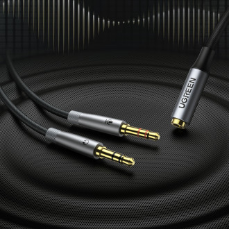 Ugreen AUX splitter cable 3.5 mm mini jack (female) - 2x 3.5 mm mini jack (male - microphone and headphones) silver (AV193 50255)