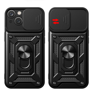 Hybrid Armor Camshield Case se stojánkem a krytem fotoaparátu pro iPhone 15 Plus – modrý