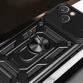 Hybrid Armor Camshield Case se stojánkem a krytem fotoaparátu pro iPhone 15 Plus – černé