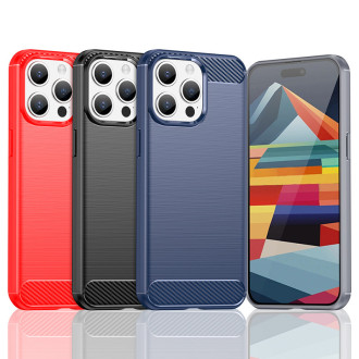 Ohebné pouzdro s karbonovým vzorem pro iPhone 15 Pro Max Carbon Case - modré