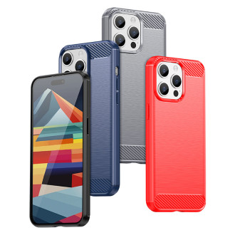 Ohebné pouzdro s karbonovým vzorem pro iPhone 15 Pro Max Carbon Case - modré
