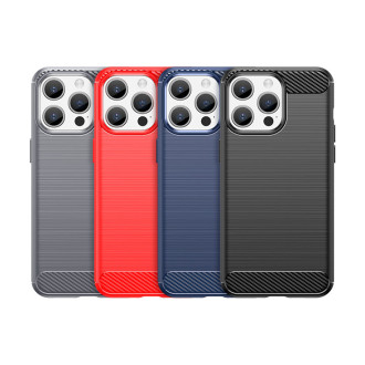 Ohebné pouzdro s karbonovým vzorem pro iPhone 15 Pro Max Carbon Case - černé