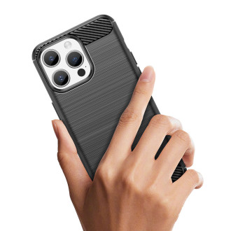 Ohebné pouzdro s karbonovým vzorem pro iPhone 15 Pro Max Carbon Case - černé