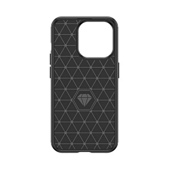 Ohebné pouzdro s karbonovým vzorem pro iPhone 15 Pro Carbon Case - černé