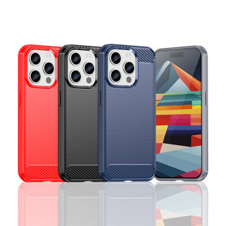 Ohebné pouzdro s karbonovým vzorem pro iPhone 15 Pro Carbon Case - černé
