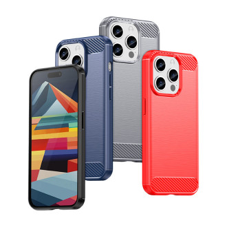 Ohebné pouzdro s karbonovým vzorem pro iPhone 15 Pro Carbon Case - černé