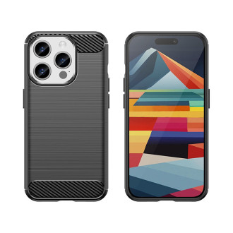Ohebné pouzdro s karbonovým vzorem pro iPhone 15 Pro Carbon Case - černé
