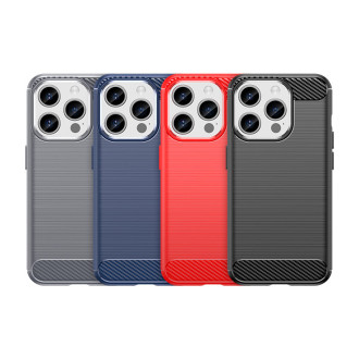Ohebné pouzdro s karbonovým vzorem pro iPhone 15 Pro Carbon Case - černé