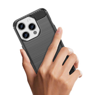 Ohebné pouzdro s karbonovým vzorem pro iPhone 15 Pro Carbon Case - černé