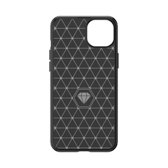 Ohebné pouzdro s karbonovým vzorem pro iPhone 15 Plus Carbon Case - černé