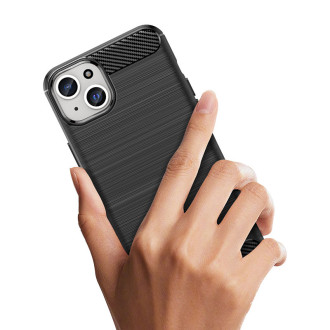 Ohebné pouzdro s karbonovým vzorem pro iPhone 15 Plus Carbon Case - černé