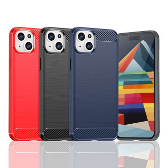 Ohebné pouzdro s karbonovým vzorem pro iPhone 15 Plus Carbon Case - černé