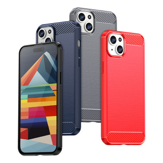 Ohebné pouzdro s karbonovým vzorem pro iPhone 15 Plus Carbon Case - černé