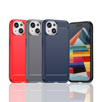 Ohebné pouzdro s karbonovým vzorem pro iPhone 15 Carbon Case - modré