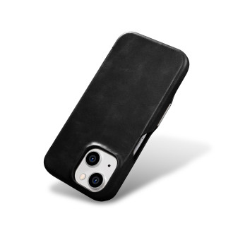 Kožené flipové pouzdro kompatibilní s MagSafe pro iPhone 15 iCarer Oil Wax Oil Wax Real Leather Folio Case – černé