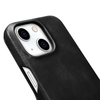 Kožené flipové pouzdro kompatibilní s MagSafe pro iPhone 15 iCarer Oil Wax Oil Wax Real Leather Folio Case – černé