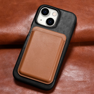 Kožené flipové pouzdro kompatibilní s MagSafe pro iPhone 15 iCarer Oil Wax Oil Wax Real Leather Folio Case – černé