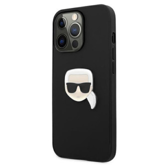 Karl Lagerfeld KLHCP13LPKMK iPhone 13 Pro / 13 6,1" czarny/black hardcase Leather Ikonik Karl`s Head Metal