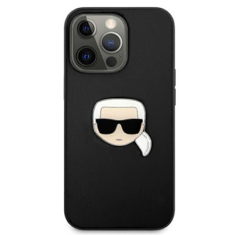 Karl Lagerfeld KLHCP13LPKMK iPhone 13 Pro / 13 6,1" czarny/black hardcase Leather Ikonik Karl`s Head Metal