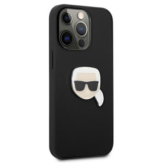 Karl Lagerfeld KLHCP13LPKMK iPhone 13 Pro / 13 6,1" czarny/black hardcase Leather Ikonik Karl`s Head Metal