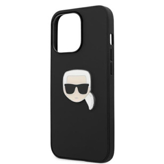 Karl Lagerfeld KLHCP13LPKMK iPhone 13 Pro / 13 6,1" czarny/black hardcase Leather Ikonik Karl`s Head Metal