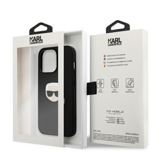 Karl Lagerfeld KLHCP13LPKMK iPhone 13 Pro / 13 6,1" czarny/black hardcase Leather Ikonik Karl`s Head Metal