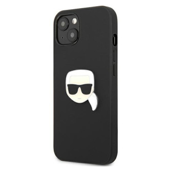 Karl Lagerfeld KLHCP13MPKMK iPhone 13 6,1" czarny/black hardcase Leather Ikonik Karl`s Head Metal