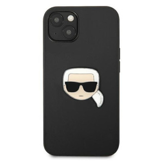 Karl Lagerfeld KLHCP13MPKMK iPhone 13 6,1" czarny/black hardcase Leather Ikonik Karl`s Head Metal