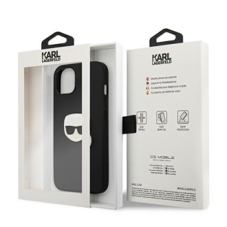 Karl Lagerfeld KLHCP13MPKMK iPhone 13 6,1" czarny/black hardcase Leather Ikonik Karl`s Head Metal